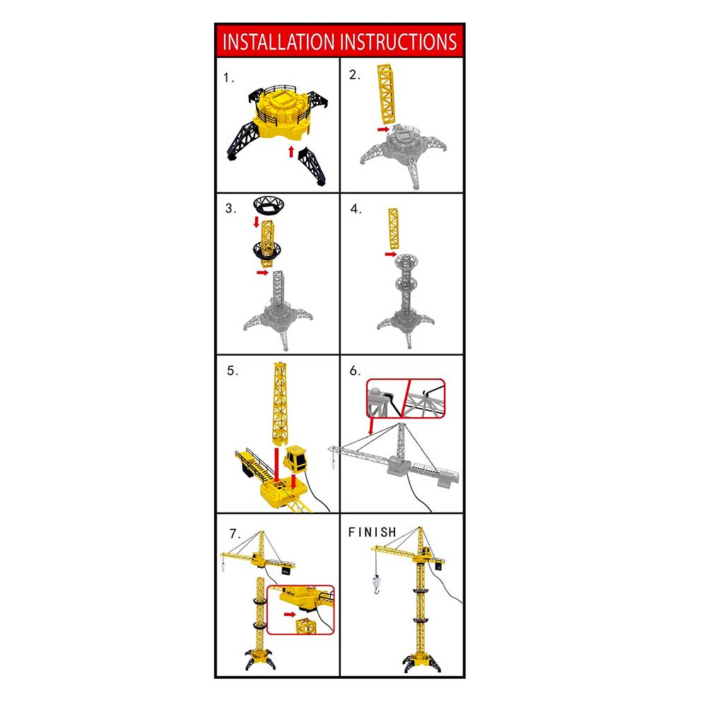 50" Wired RC Crawler Crane with Tower Light and Adjustable Height