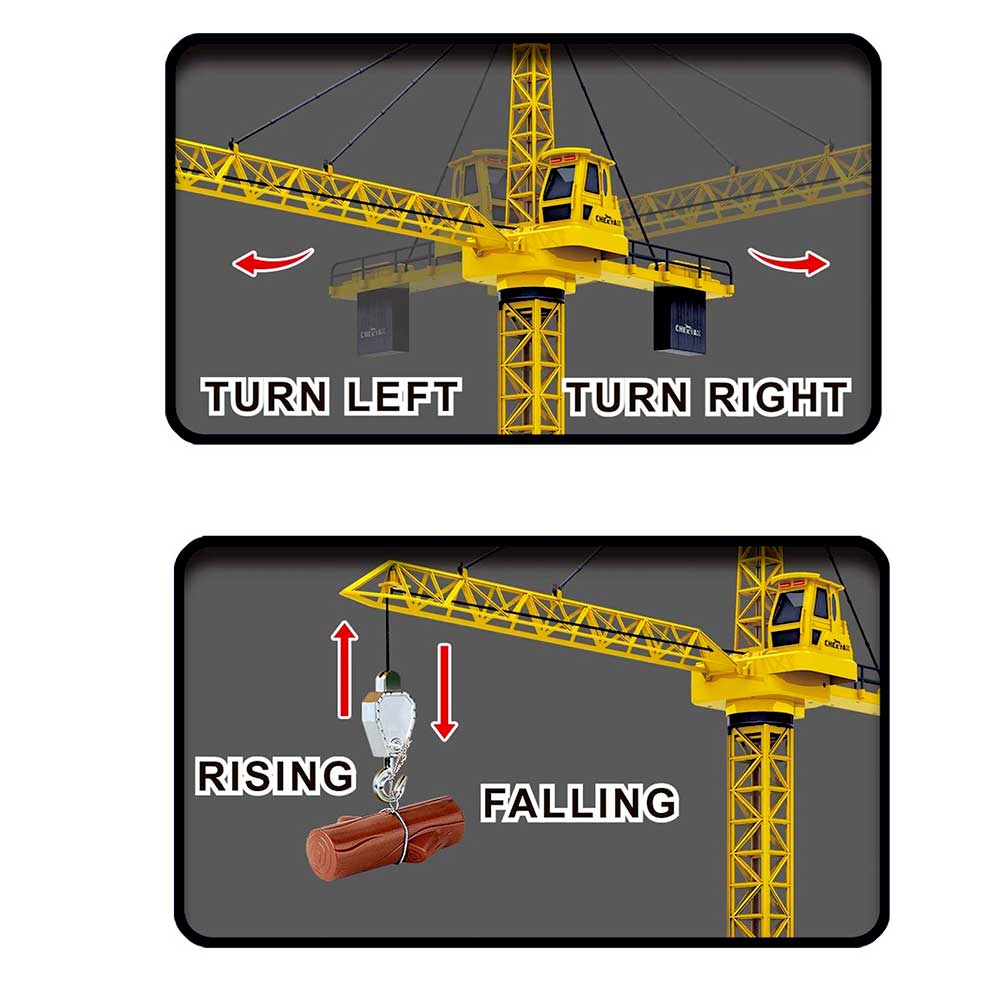 50" Wired RC Crawler Crane with Tower Light and Adjustable Height